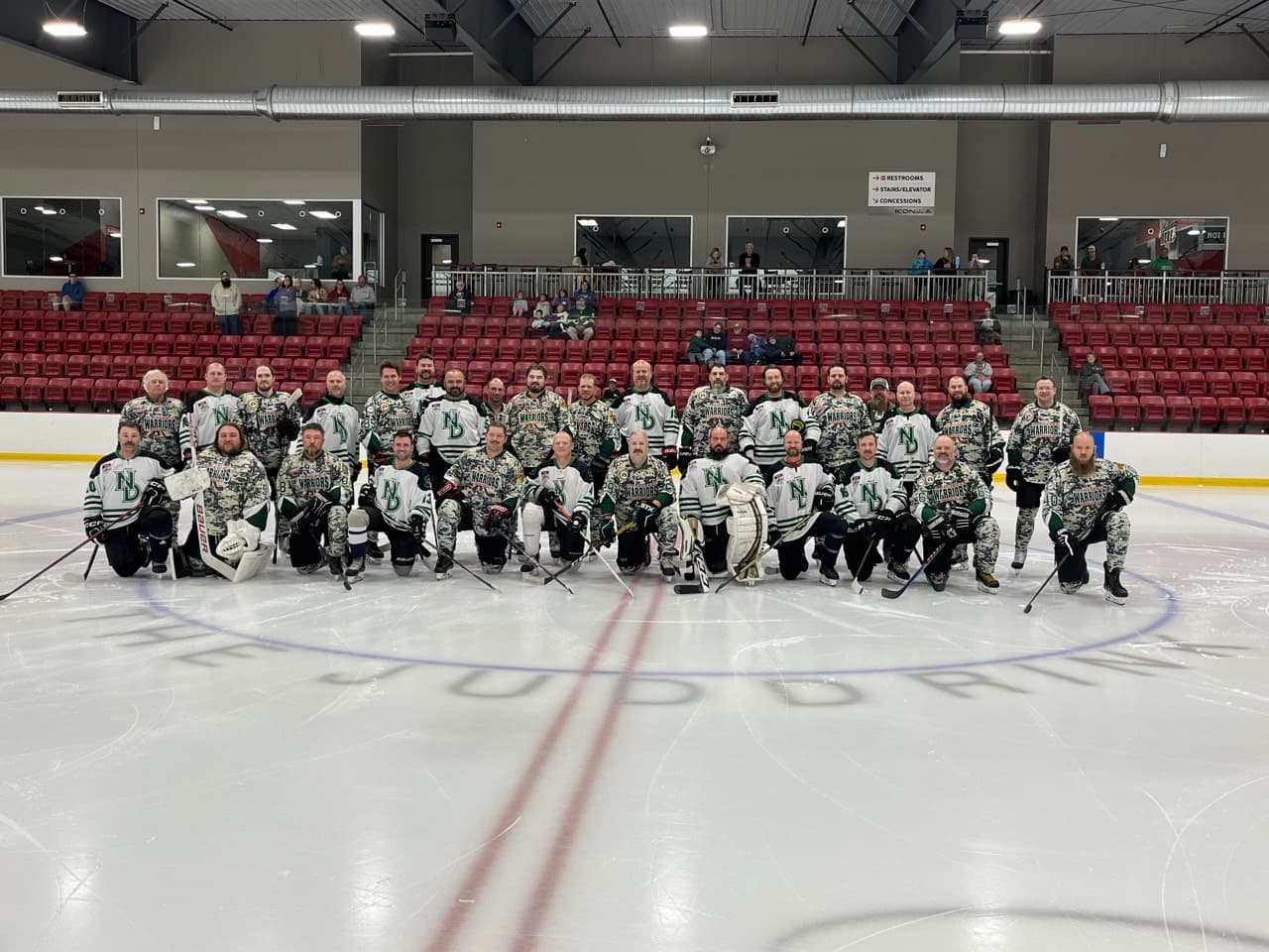 North Dakota Warriors team on the ice 2025